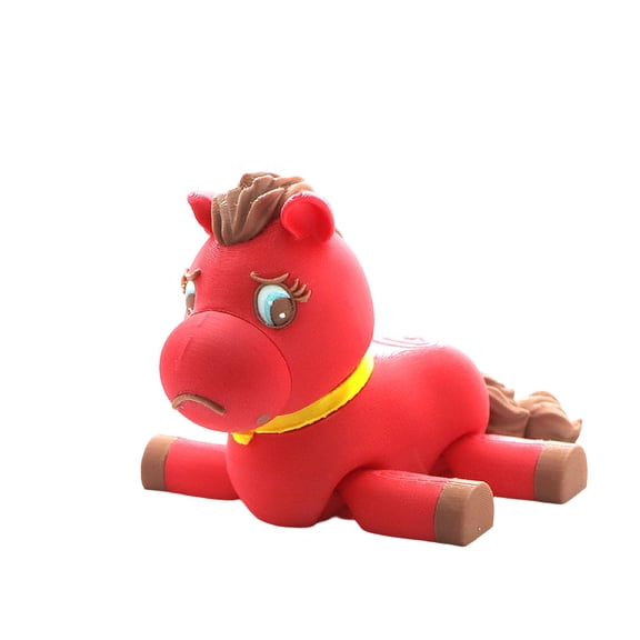 Horse Year Mascot Toy, 3D Printed Articulated Red Horse Action Figure with Magnetic Interchangeable Faces, Zodiac Animal Desktop Decor and Stress Relief Toy for Adults