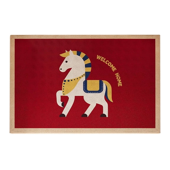 Horse Zodiac Year Themed Area Rug For Home Floor Mat With Modern Design