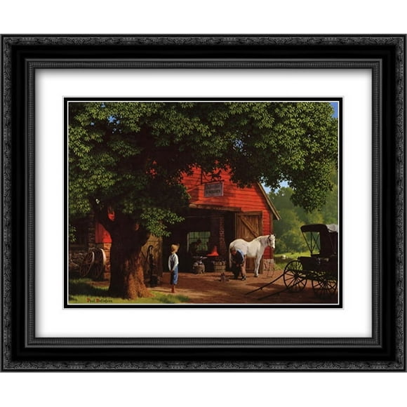 Horse and Buggy Days 2x Matted 24x20 Black Ornate Framed Art Print by Paul Detlefsen