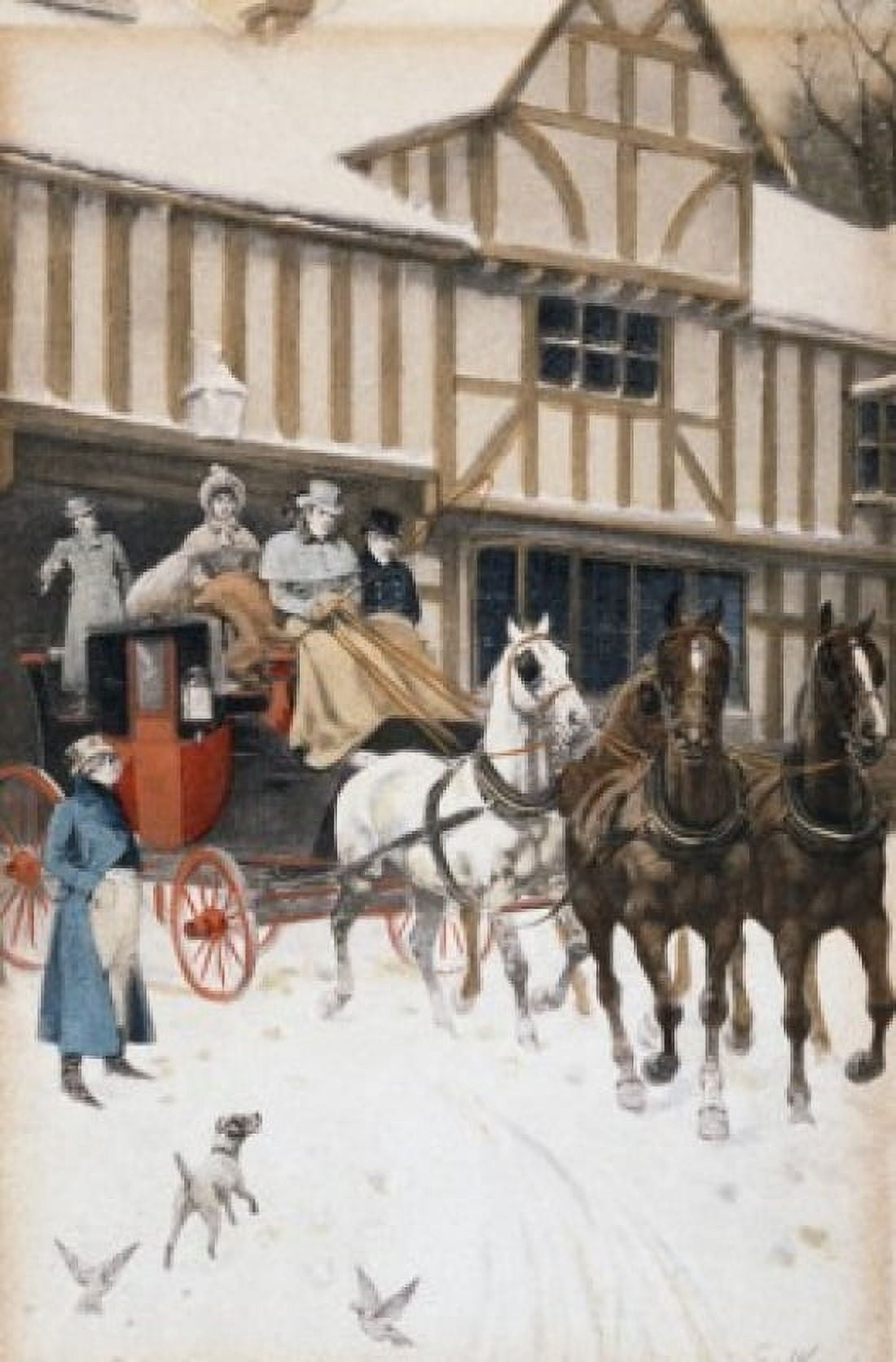 Horse and Buggy Ride in the Snow Nostalgia Cards Canvas Art - (24 x 36)