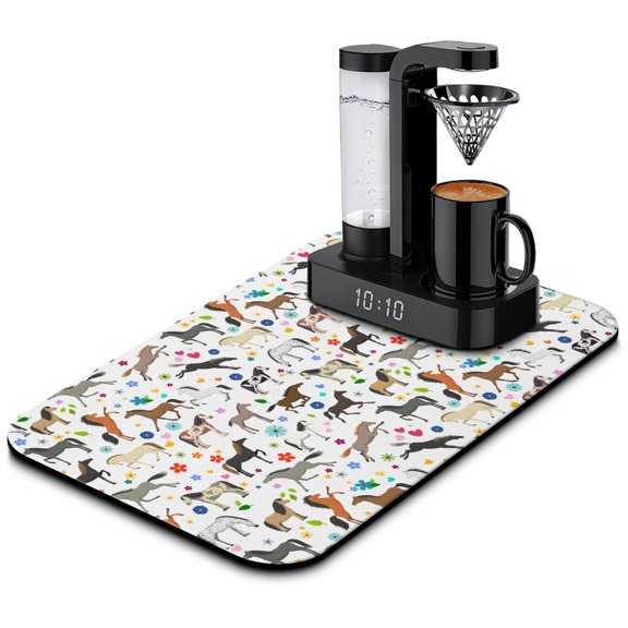 Horse and Cartoon Pony Coffee Maker Mat Cute Absorbent Mat for Coffee Machines, Fun Design