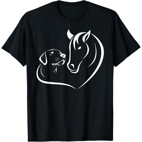 Horse and Dog Women and Men Motif Horse Dog Lover T-Shirt T-Shirt