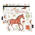 thumbnail image 1 of Horse and Flowers 2 Pack Pencil Pouch for 3 Ring Binder Smooth Zipper Folders with Pockets Clear Window Pencil Case, 1 of 6
