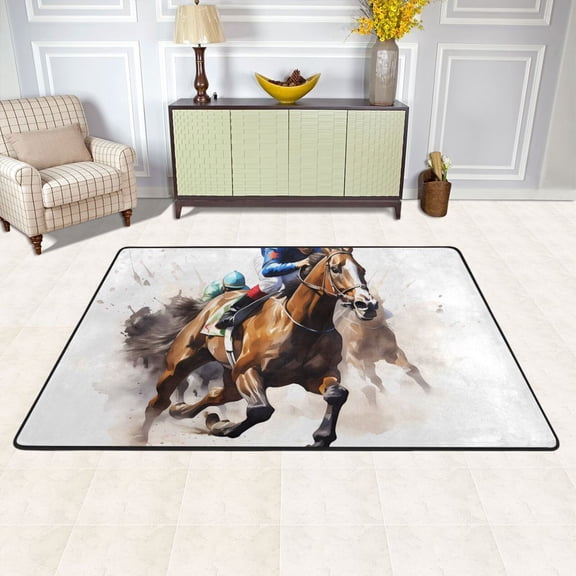 Horse and Person Area Rug Washable 72 x 48 Floor Carpet Mat Non Slip for Bedroom Living Room Kids Room Home Decor