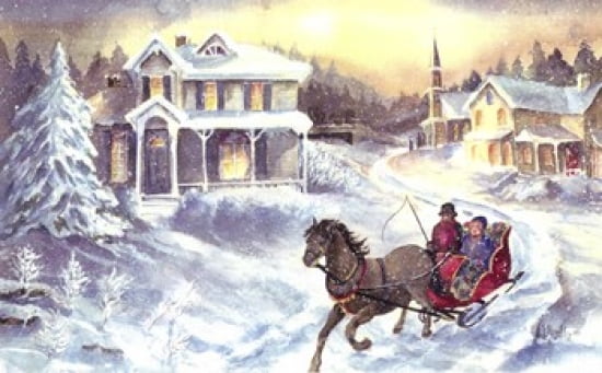 Horse and Sleigh Canvas Art - Harriet Nordby (20 x 12)