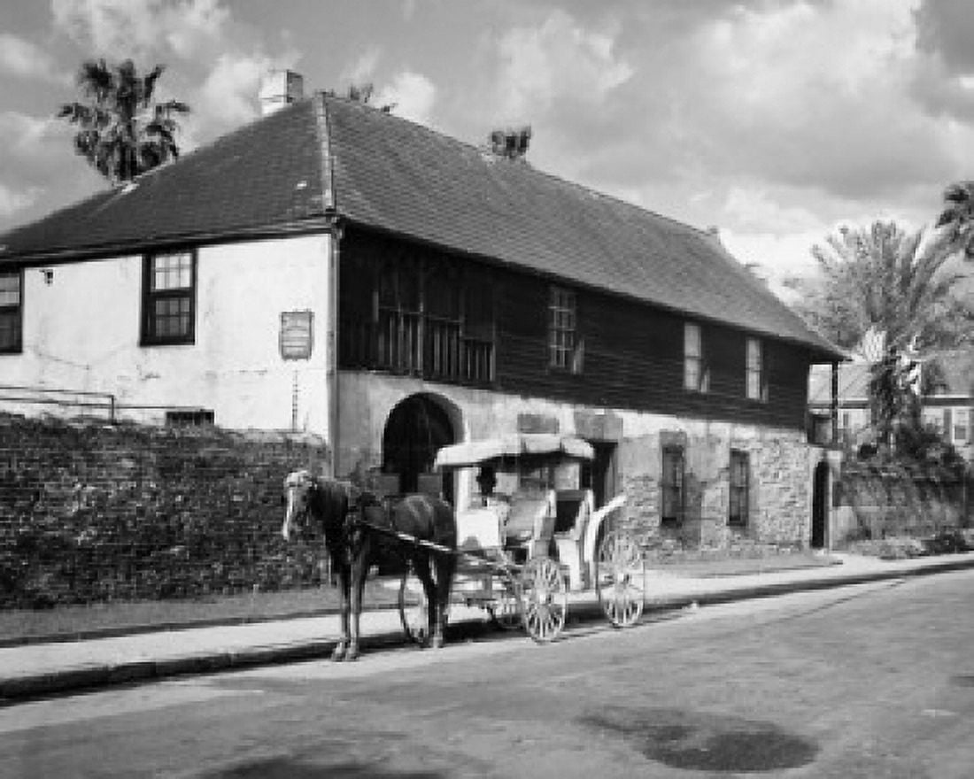 Horse carriage in front of a house Gonzalez-Alvarez House St Augustine Florida USA Canvas Art - (24 x 36)