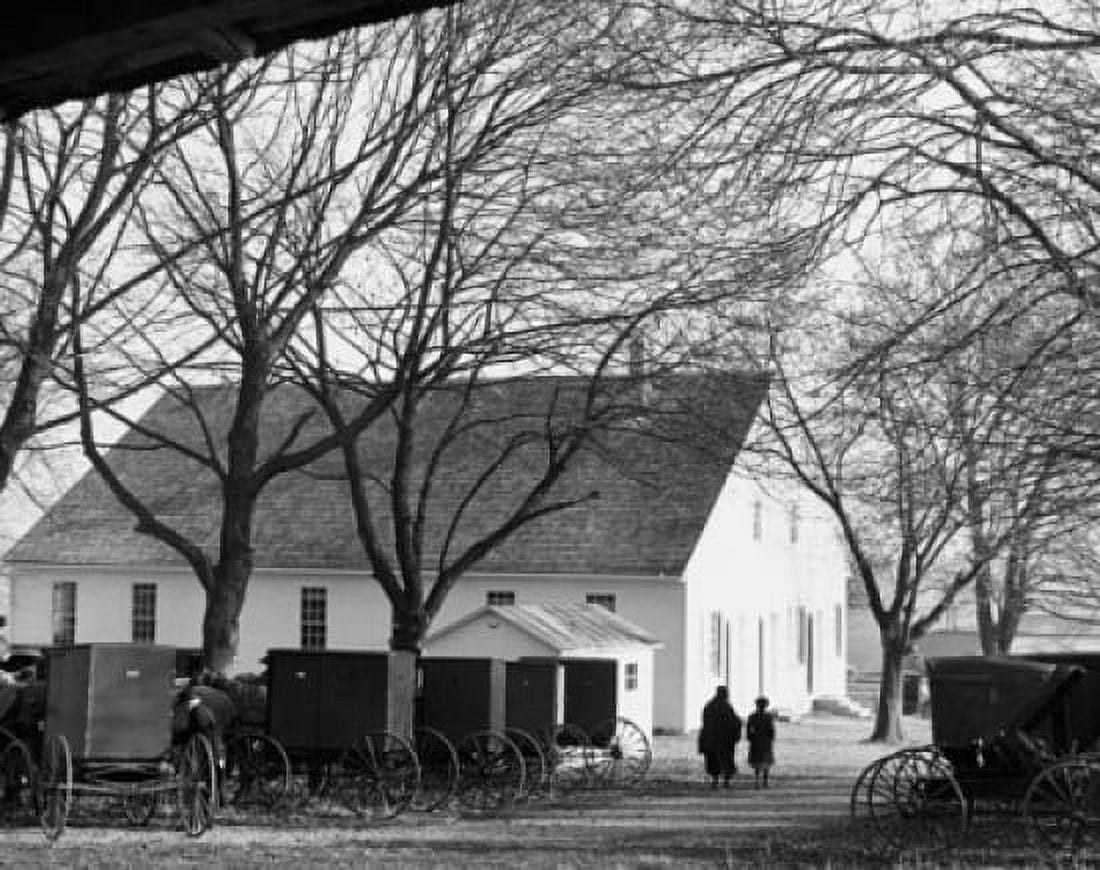 Horse carts near a church Mennonite Church Lancaster County Pennsylvania USA Canvas Art - (24 x 36)