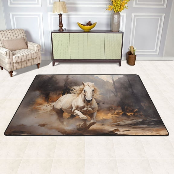 Horse in Forest Area Rug Washable 72 x 48 Floor Carpet Mat Non Slip for Bedroom Living Room Kids Room Home Decor