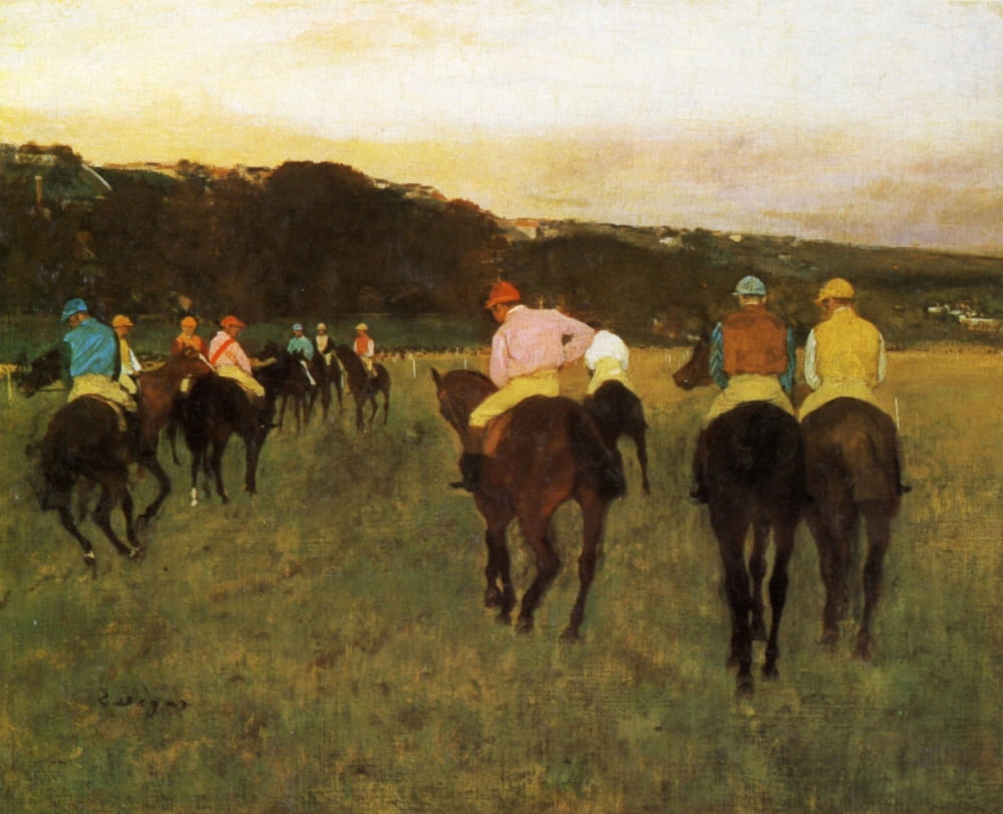 Horse racing at Lonchamps Canvas Art - Edgar Degas (24 x 36)