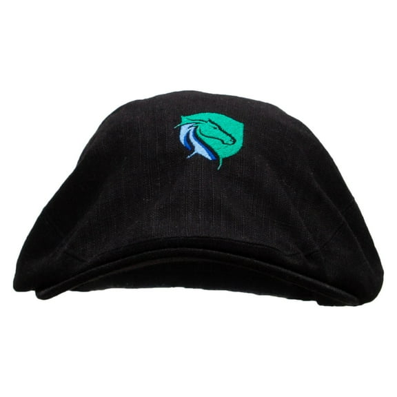 Horse's Side Head Big Size Men's Linen Ivy Cap - Black 2XL-3XL