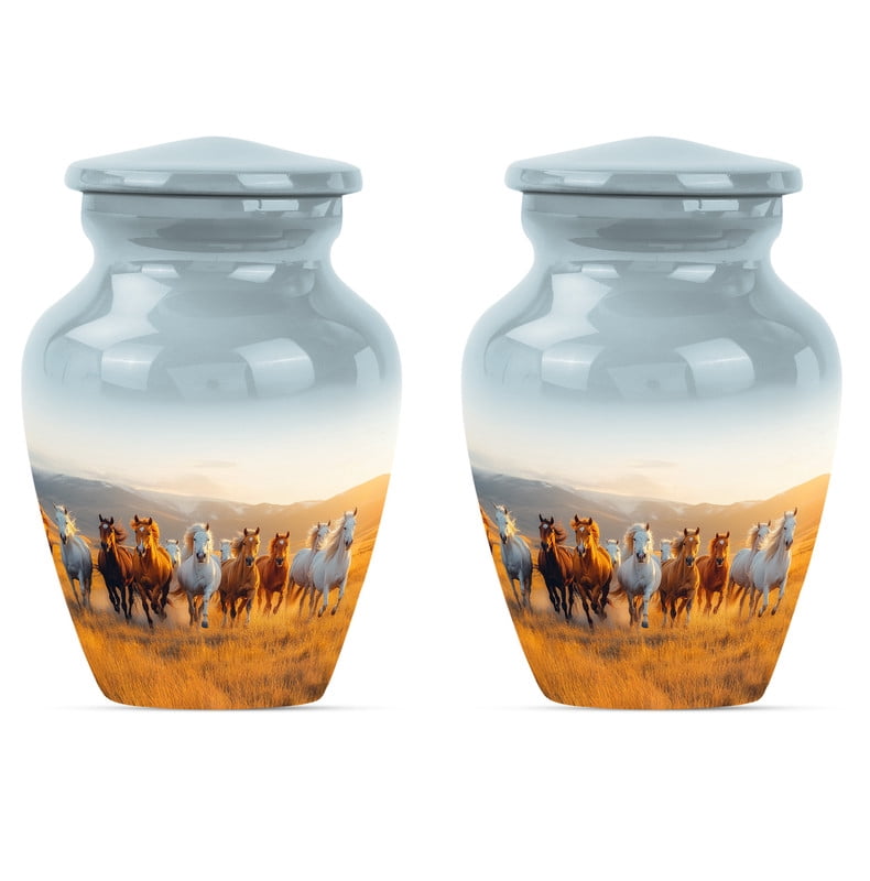Horse urn, Cremation Urn for Human Ashes, Mini Urns for Human Ashes, Urns for Human Ashes Adult Man, Cremation Urns for Human Ashes, Keepsake Urns for Ashes Small (Size - 3inch, 2 Pcs)
