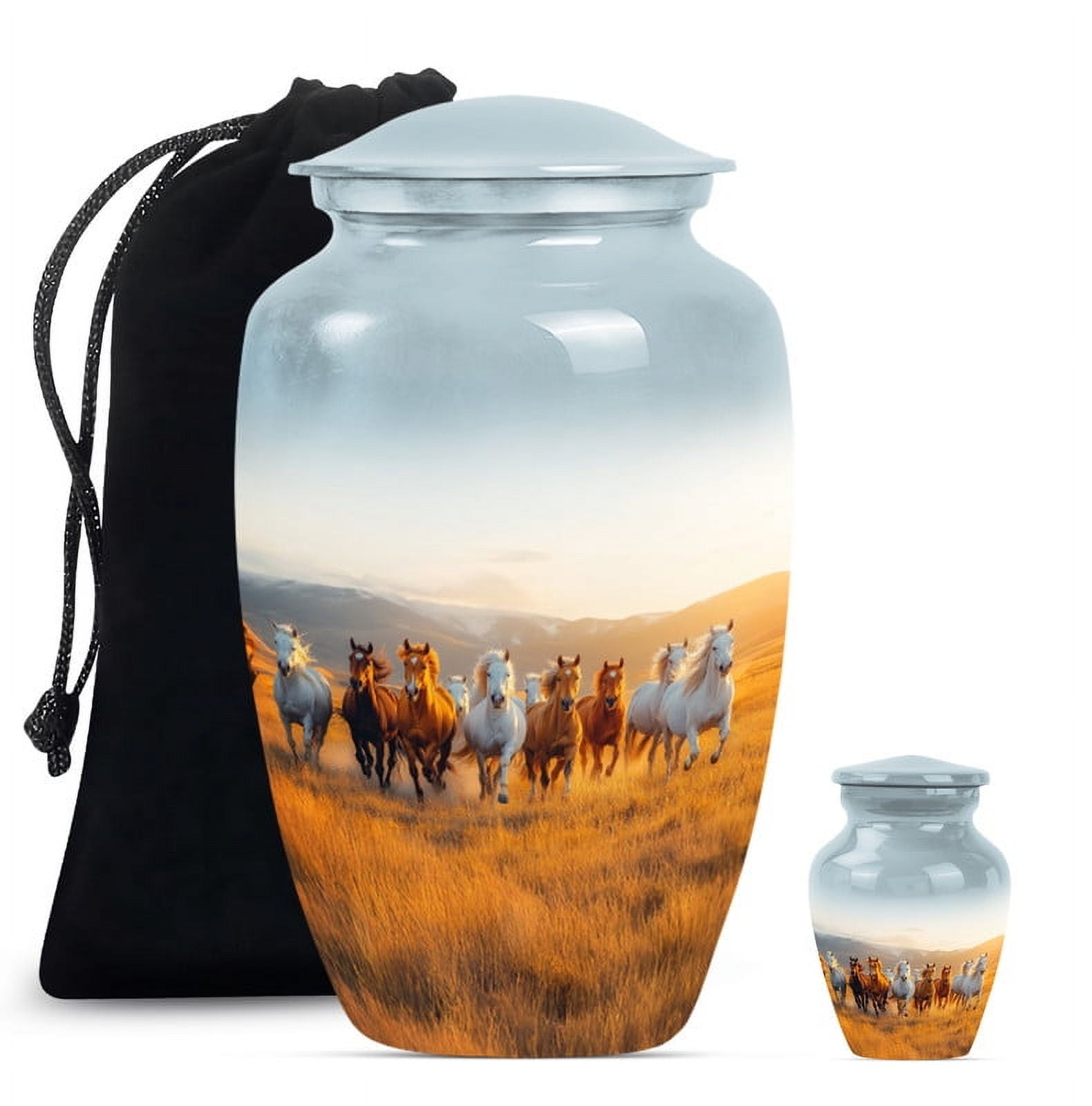 Horse urn, Urns for Human Ashes Adult man, Burial Urns for Adult Human Ashes, Large Urns for Human Ashes, Cremation Urns for Human Ashes, Mini Urns for Ashes(Size - 10inch 1Pcs, 3inch 1Pcs)