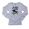 thumbnail image 1 of Horseback Jumping Just Get Over It Equestrian Women's Long Sleeve Grey T-Shirt, 1 of 2