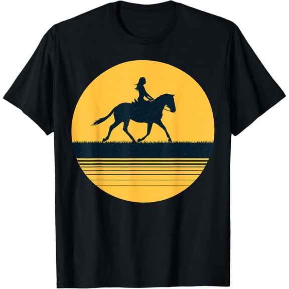 Horseback Ride Lover Girl Women Horse Rider at Sunset Gift T-Shirt