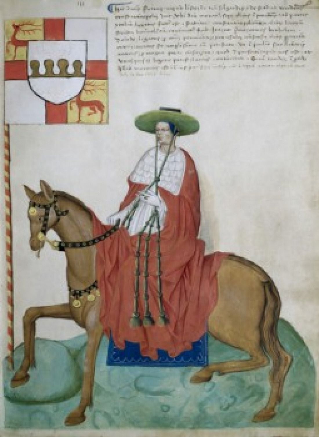 Horseback Rider with Green Hat and Long Tassels Capodilista Codex Manuscripts Civic Library of Padua Canvas Art - (18 x 24)