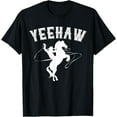 thumbnail image 1 of Horseback Riding Howdy Western Rodeo Yeehaw Cowboy T-Shirt men and women can wear, black, white, gifts, 1 of 4