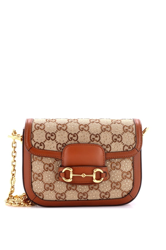Horsebit 1955 Shoulder Bag Crystal Embellished GG Canvas Mini By Rebag