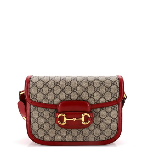 Pre-Owned Gucci Horsebit 1955 Shoulder Bag GG Coated Canvas with Leather Small By Rebag