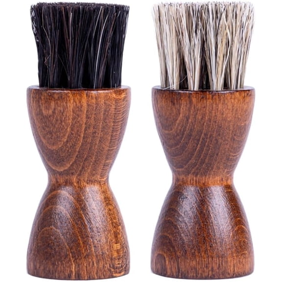 Horsehair Dauber Brush Set, Shoe Shine Polish Applicators for Leather Boots, Dress Shoes, Sneakers & Footwear Care (Made in Germany)