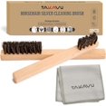 thumbnail image 1 of Horsehair Detail Brush Set, Silver Cleaning Brushes & Polish Cloth for Silverware Plateware Jewelry, 1 of 5
