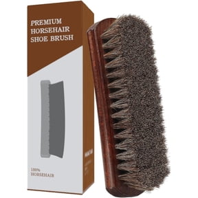 Horsehair Shoe Brush - 7" Solid Beech Leather Shine Brush for Boots, Shoes, & Interiors - Soft Polishing Bristles for Buffing & Cleaning (7" Brush 1 count)