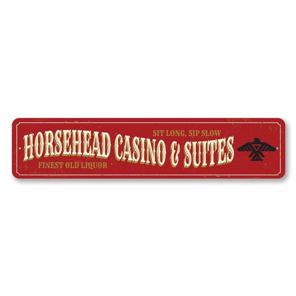 Horsehead Casino and Suites, Gameroom Door Sign, Casino Aluminum Sign - 4x18 inches