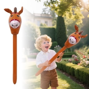 Horsehead Stick Toy,Lovely Horse Head Stick Balloon, Creative Cartoon Fun Party Decoration, Horse Riding Stick for Party, Brown