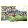 thumbnail image 1 of Horseman Jumps the Fence to Follow the Hounds Fine art canvas print (20" x 30"), 1 of 1