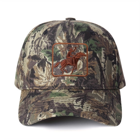 Horseman & Shepherd Embroidered Baseball Cap - Color-Blocked Adjustable Sun Hat with Western-Inspired Design, Casual Unisex Cap for Everyday Style