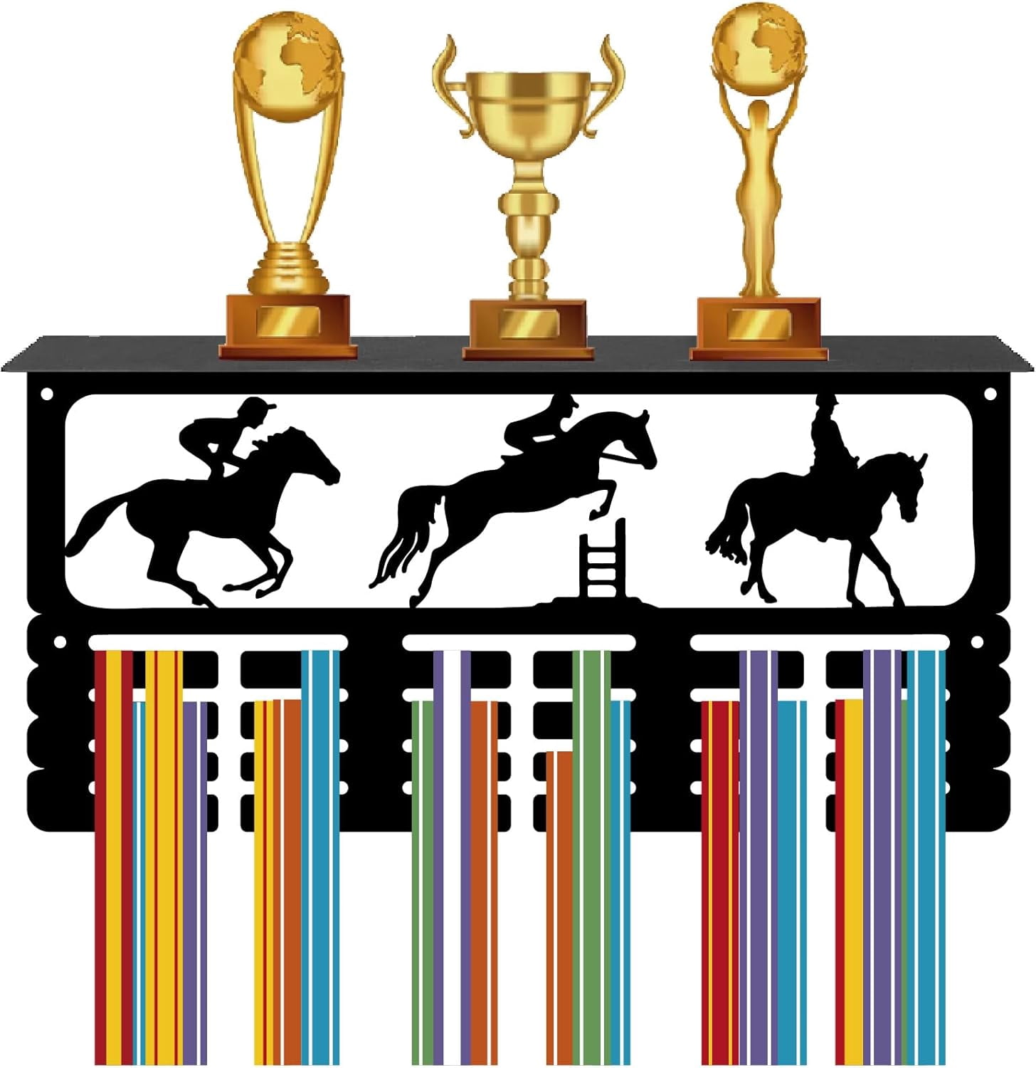 Thropys Rack Horsemanship Medal Holder Trophy Shelf Medal Hanger Display with Shelf ...