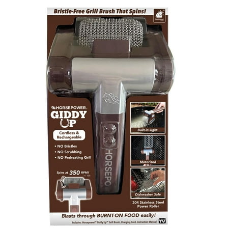 Horsepower Giddy up Grill Brush, Heavy-Duty Stainless Steel Bristle Grill Brush