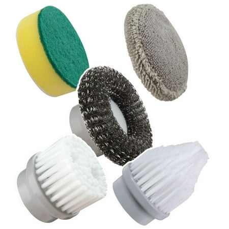 Horsepower Scrubber Complete Replacement Head Set – 5-Pack Durable Premium Cleaning Brushes and Pads for Electric Spin Scrubber – As Seen on TV