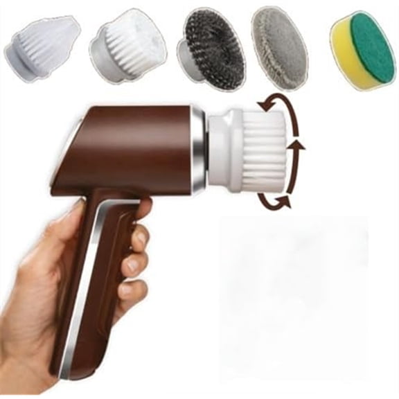 Horsepower Scrubber -Electric Cleaning Brush with 5 Attachments, Scrubs & Polishes,Scrubber for Bathroom, Tiles, Kitchen