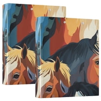 Horses 3 Ring Binders 1.5 inch Hardcover File Folders with Interior Pockets A4 Size Organizer for School Office Hospital Set of 2