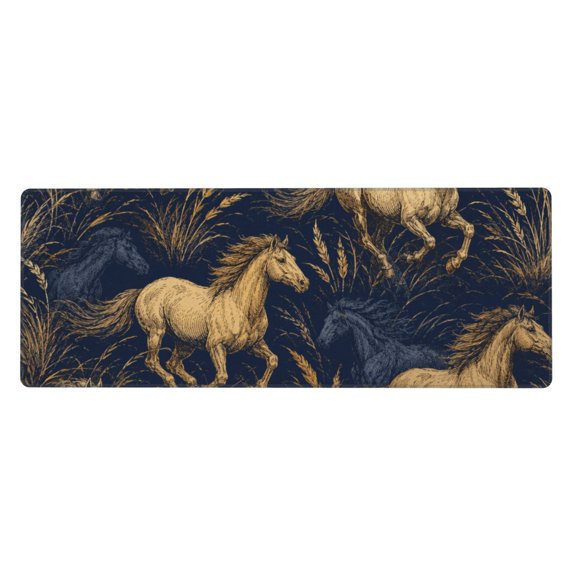 Horses And Prairie Grass Mouse Pad Extended Large Gaming Mousepad Non-Slip Rubber Big Keyboard Desk Mat 31.5 X 11.8 Inch