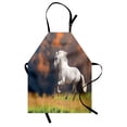 thumbnail image 1 of Horses Apron Andalusian Horse with a Majestic Dust Cloud Background Strong Desires Photo, Unisex Kitchen Bib Apron with Adjustable Neck for Cooking Baking Gardening, White Orange Green, by Ambesonne, 1 of 3