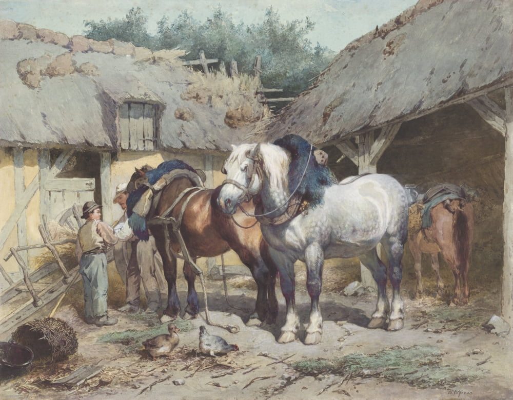 Horses At A Stable Canvas Art - (36 x 24)