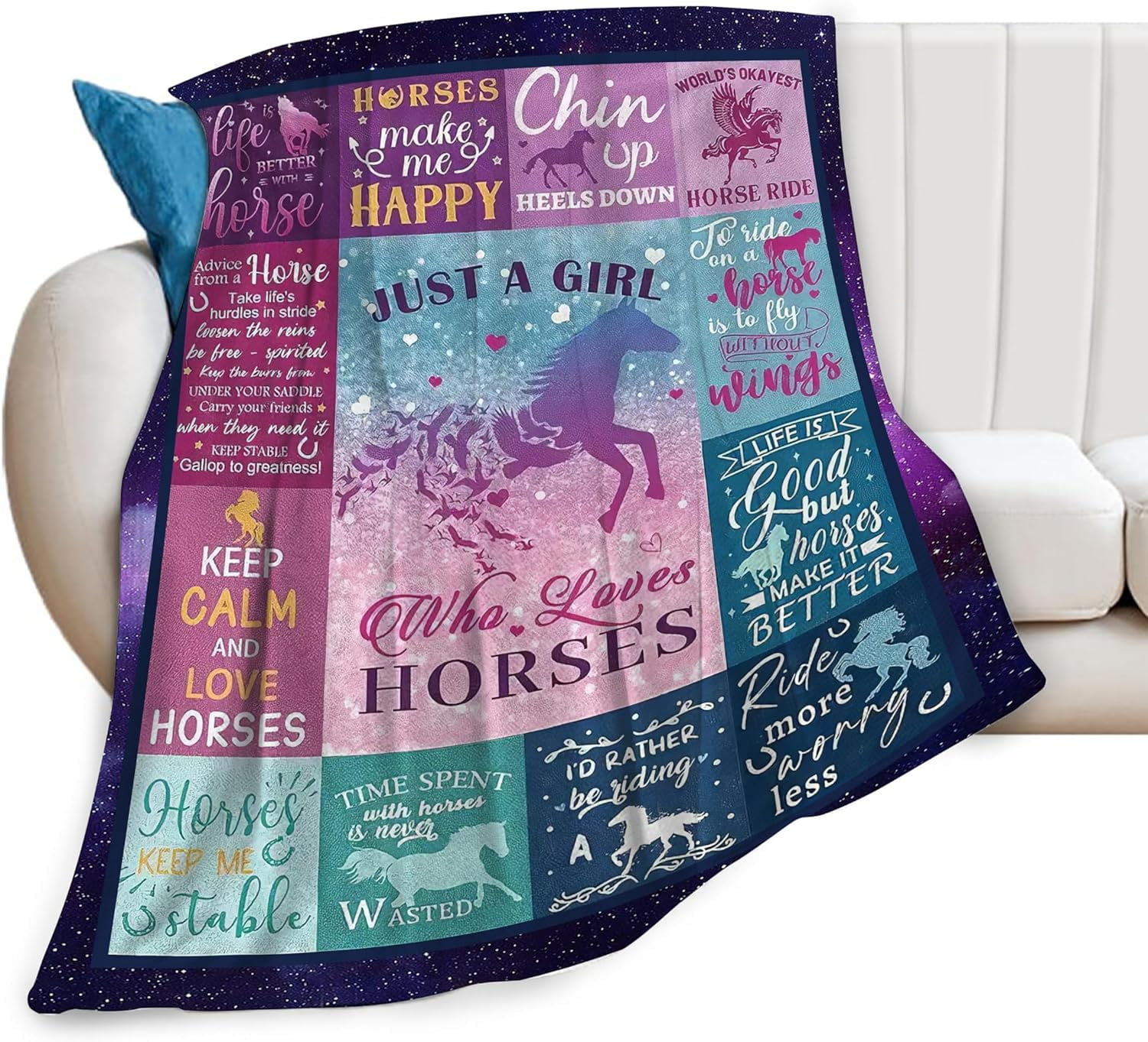 Horses Blanket for Horse Lovers Girls Woman Just A Girl Who Loves ...