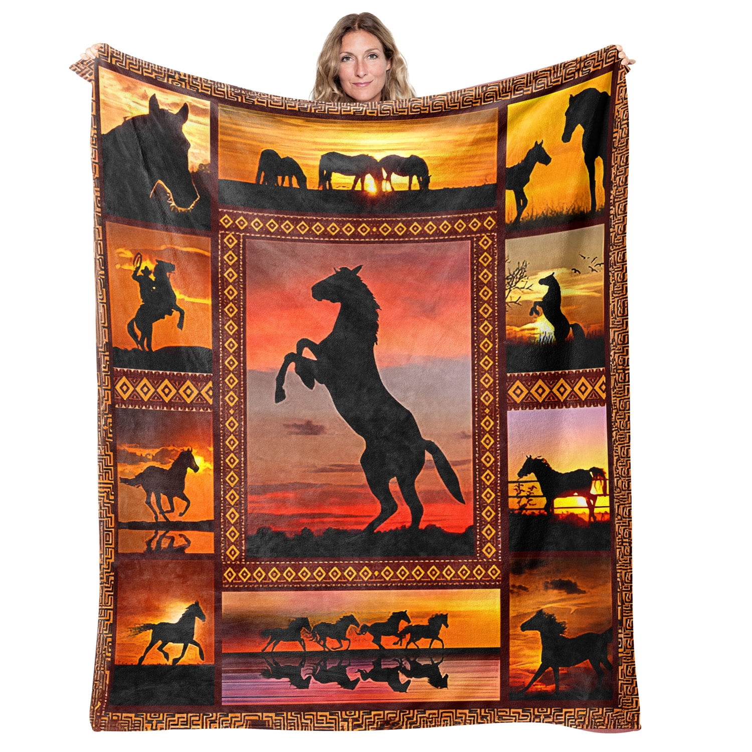 Elegant Horse Running Quilted Blanket NCU0PD530