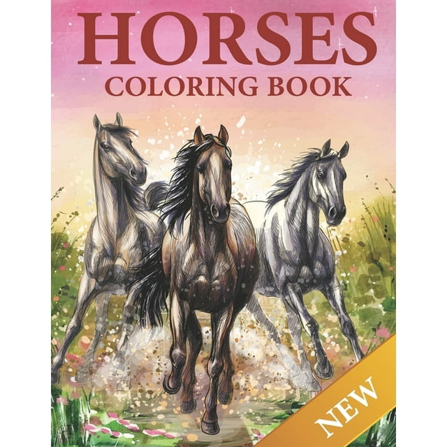 Horses Coloring Book: 50 Horse coloring pages for adults and kids, boys ...