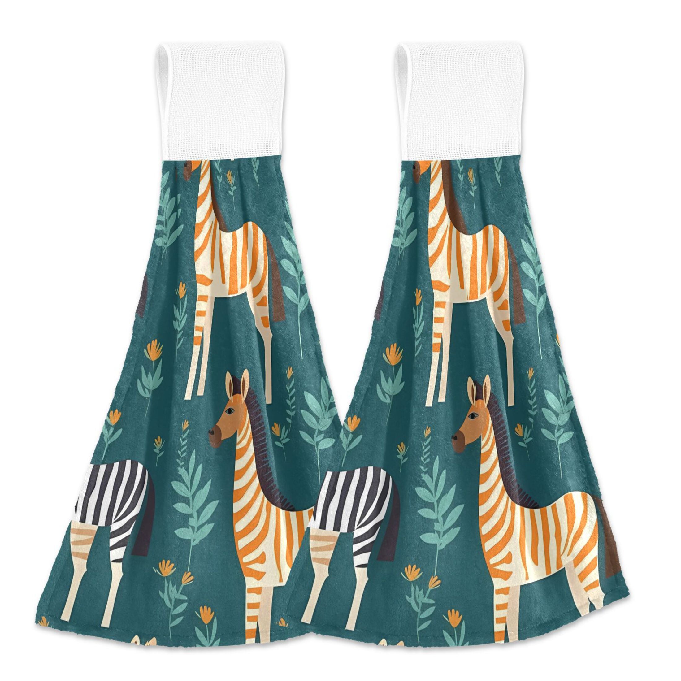 Coikll Cartoon Hamburger Kitchen Towels 2-Pack - Soft Absorbent Hand Towels With Loop