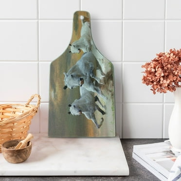 Horses Cutting Board, Stallion Horses Running on a Sky Background Male Champions Print, Decorative Tempered Glass Cutting and Serving Board, Wine Bottle Shape, White Orange, by Ambesonne