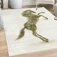 thumbnail image 1 of Horses Decorative Rug, Gallop Animal Motif Rearing up Blazing Devilish Moving Freely Theme, Quality Carpet for Bedroom Dorm and Living Room, 6 Sizes, Pale Olive, by Ambesonne, 1 of 4
