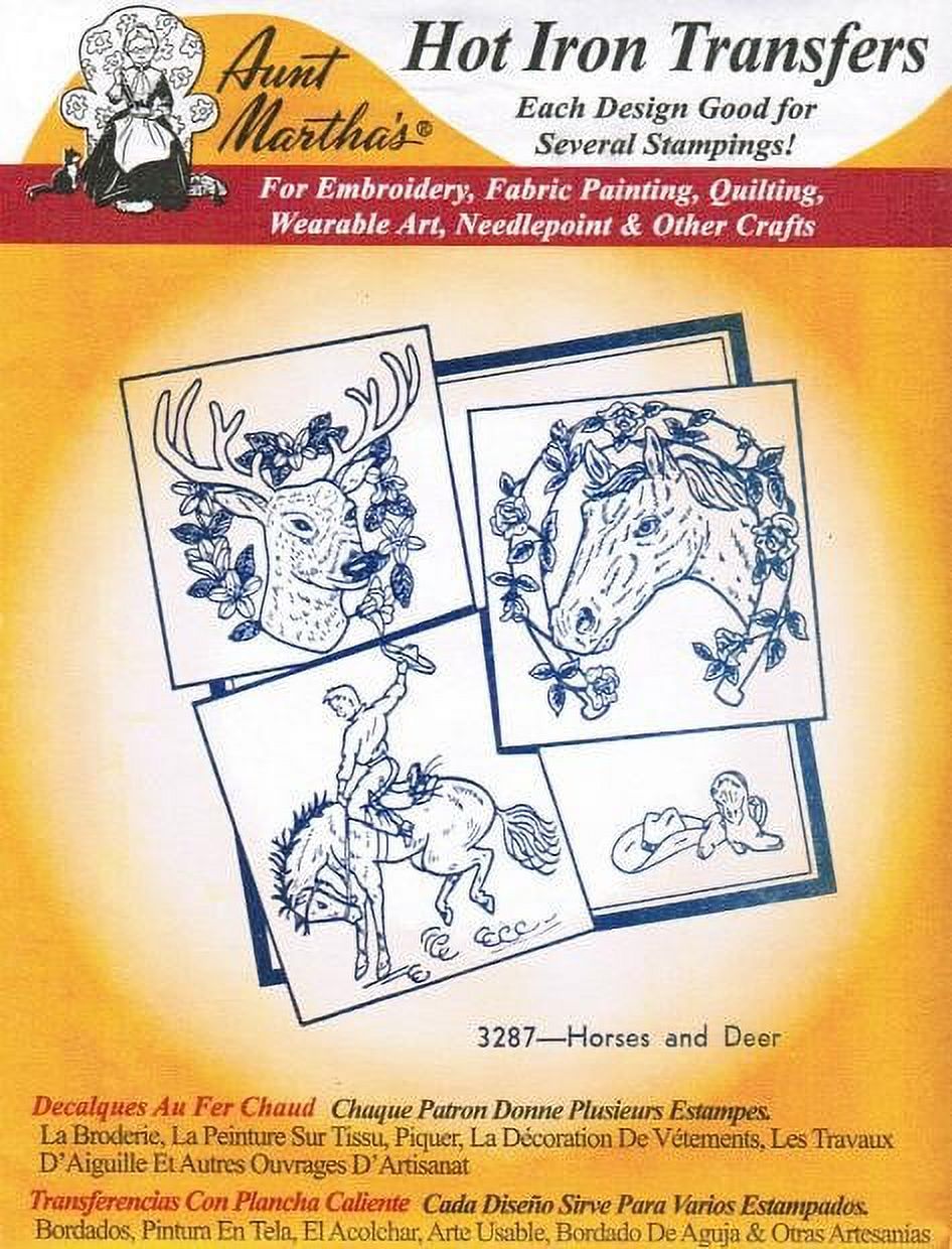 Horses & Deer Aunt Martha's Hot Iron Embroidery Transfer 