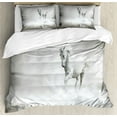 thumbnail image 1 of Horses Duvet Cover Set, Wild Horse Running Through Water Dramatic for the Motivation of Life Art, Decorative 3 Piece Bedding Set with 2 Pillow Shams, King Size, Black and White, by Ambesonne, 1 of 3