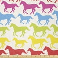 thumbnail image 1 of Horses Fabric by The Yard, Rainbow Colors Giddy Pony Animal Art Retro Design Pattern Abstract Wild and Free, Stretch Knit Fabric for Clothing Sewing and Arts Crafts, 3 Yards, Pink Blue, by Ambesonne, 1 of 1