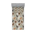 thumbnail image 1 of Horses Fitted Sheet & Pillow Sham Set, Abstract Stallions Simple Design Animals Galloping Curvet Illustration, Decorative Printed 4 Piece Bedding Decor Set, Twinxl, Multicolor, by Ambesonne, 1 of 3