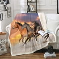 thumbnail image 1 of Horses Fleece Throw Blanket for Sofa Couch Bed Galloping Horse Printed Warm Plush Blanket 3D Wild Animal Pattern Sherpa Blanket Wildlife Style Decor Fuzzy Blanket Baby 30"x40", 1 of 4