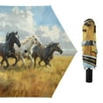 thumbnail image 1 of Horses Galloping on Meadow Sky Clouds All Weather Umbrella Triple Folding Parasol 6 Ribs UV Protection Portable, 1 of 8