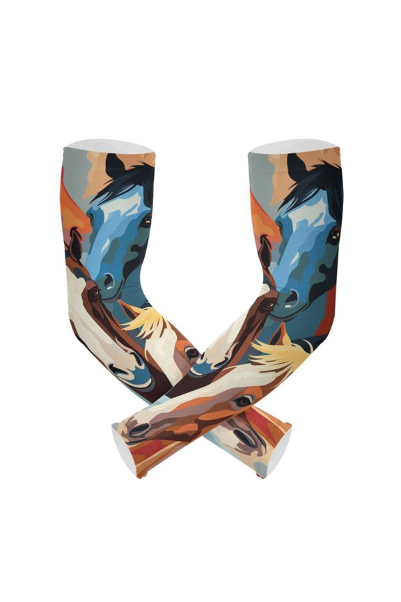 Horses Gardening Sleeves UV Sun Protection Cooling Arm Sleeves Anti-Scratch Farmers Sleeves for Women Men